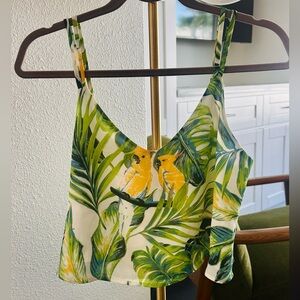 🌿 June & Hudson Tropical Print Crop Tank – XS 🌿